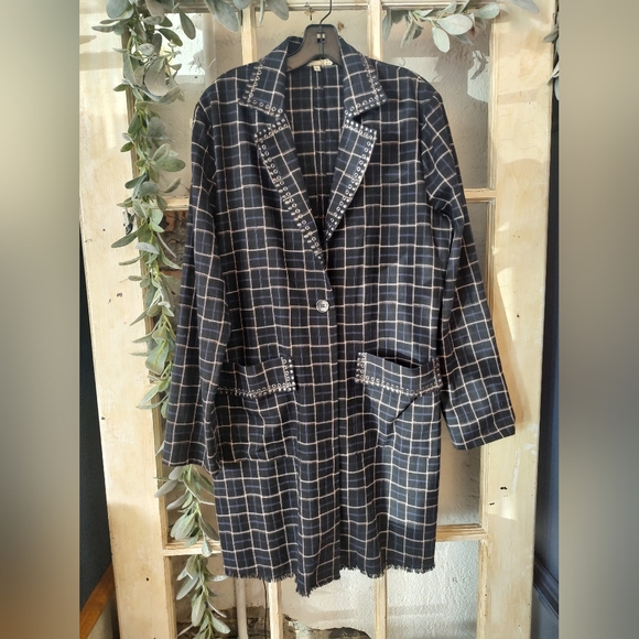 gimmicks by BKE Jackets & Blazers - Gimmicks by BKE Long Plaid Blazer with studs Large
